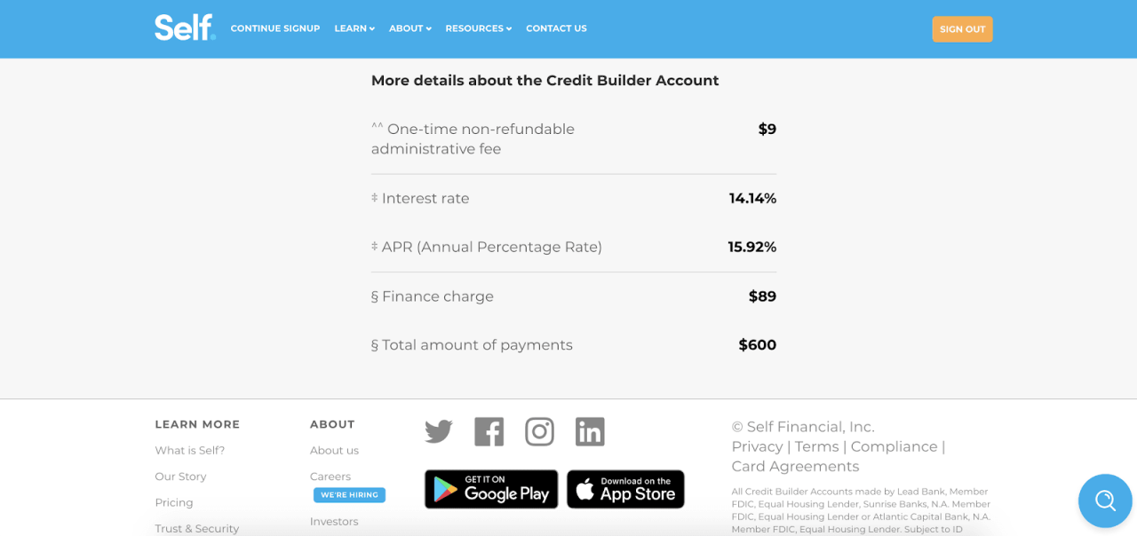 Self Review: Building Credit While Saving Money - More details about the Credit Builder Account