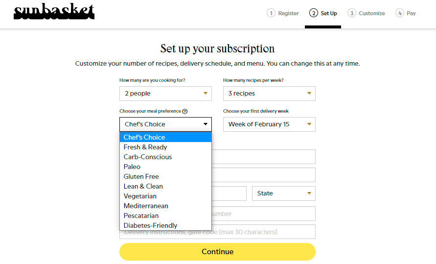 Sunbasket Subscription Options
