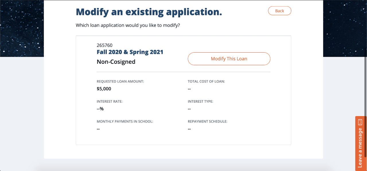 Ascent Student Loans Review: My Experience Pricing Loans with Ascent - Modify your existing application