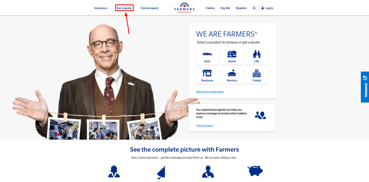 Farmers Insurance Review - Application step 1