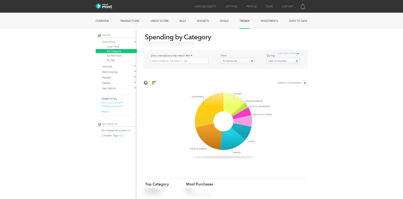  Mint Online Budgeting Review - REWRITE - Spending by category